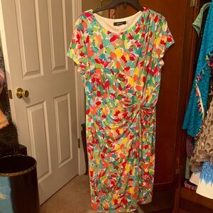 Ellen Tracy Multicolor Abstract Midi Dress